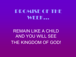 PROMISE OF THE WEEK&hellip;