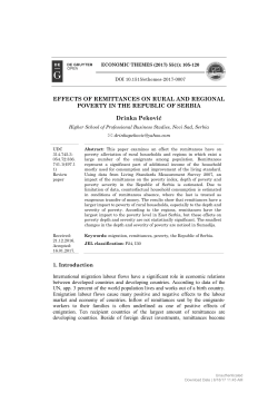 EFFECTS OF REMITTANCES ON RURAL AND REGIONAL