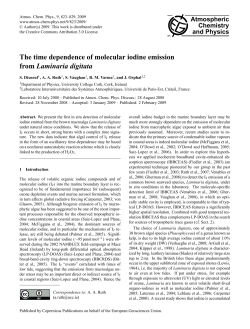 The time dependence of molecular iodine emission from Laminaria