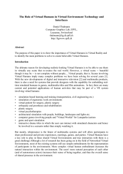 The Role of Virtual Humans in Virtual Environment Technology and