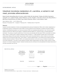 Intestinal microbiota metabolism of l-carnitine, a