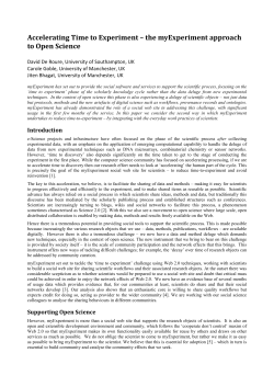 Accelerating Time to Experiment &ndash; the myExperiment