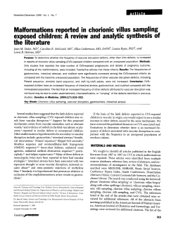 Malformations reported in chorionic villus sampling