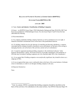 Sector and Industry Classification of Holding Companies