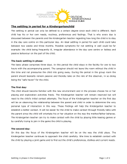 The settling in period for a Kindergartenchild