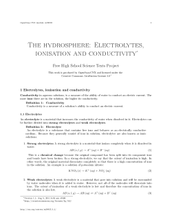 The hydrosphere: Electrolytes, ionisation and