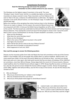 Comprehension-The Himalayas Read the following passage and