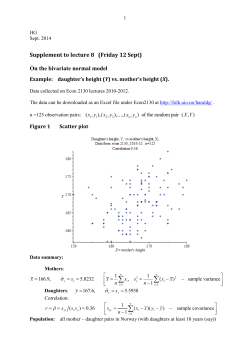 Notes for lecture 8 (12 Sept) - bivariate normal distribution