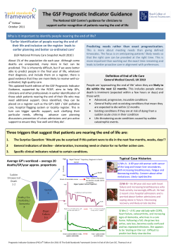 The GSF Prognostic Indicator Guidance