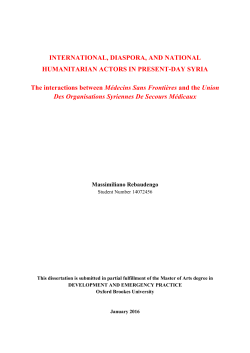 International, diaspora and national humanitarian actors in present