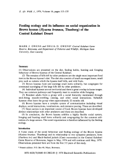 Feeding ecology... - Owens Foundation for Wildlife