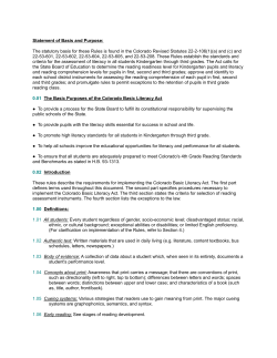 Code of Colorado Regulations - Colorado Secretary of State