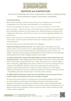 ADDITION and SUBTRACTION - A Learning Place A Teaching Place