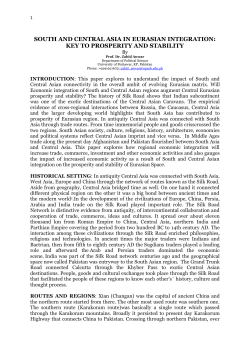 south and central asia in eurasian integration: key to prosperity and
