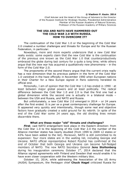 THE USA AND NATO HAVE HAMMERED OUT THE COLD WAR 2.0