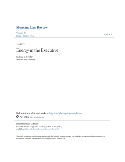 Energy in the Executive - The Scholarly Forum @ Montana Law