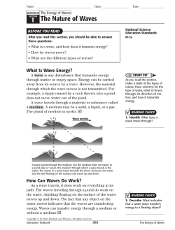 Chapter 20 The Energy of Waves