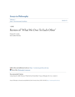 Review of" What We Owe To Each Other"