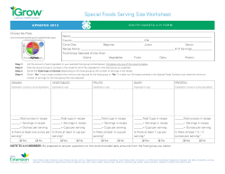 Special Foods Serving Size Worksheet