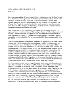 SAMS ANNUAL MEETING JUNE 07. 2015 MINUTES Dr. Pavlovic