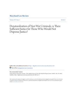 Denaturalization of Nazi War Criminals: is There Sufficient Justice