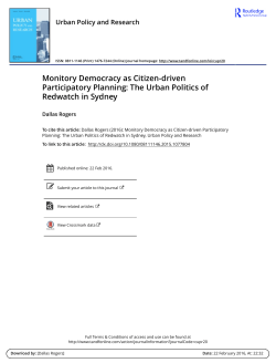 Monitory Democracy as Citizen-driven Participatory Planning: The
