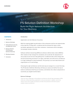F5 Solution Definition Workshop | F5 Overview