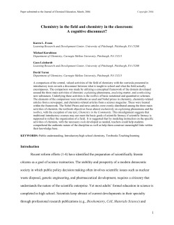 Chemistry in the field and chemistry in the classroom: A cognitive