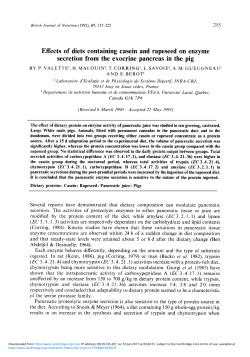 Effects of diets containing casein and rapeseed on enzyme