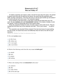 Homework 4/3-4/7 Due on Friday 4/7