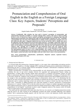 Pronunciation and Comprehension of Oral English in the English as