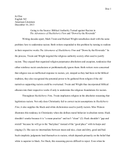 Doe 1 Jei Doe English 542 American Literature December 10, 2013