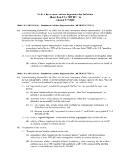 Investment Adviser Model Rules Under the USA 2002