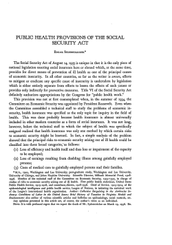 Public Health Provisions of the Social Security Act