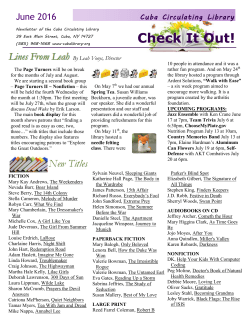 June 2016 Newsletter - Cuba Circulating Library