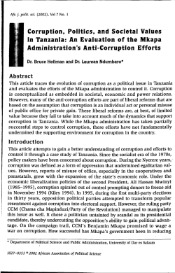 Corruption, Politics, and Societal Values in Tanzania: An Evaluation