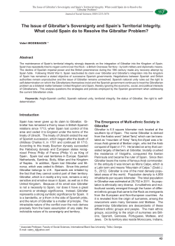 The Issue of Gibraltar`s Sovereignty and Spain`s Territorial Integrity