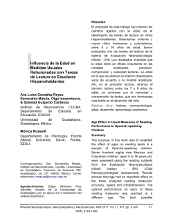 Influencia de la edad en medidas usuales relacionadas con tareas