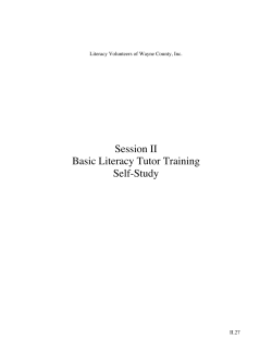 Session II - Literacy Volunteers of Wayne County