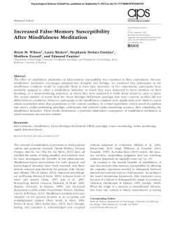 Increased False-Memory Susceptibility After Mindfulness Meditation