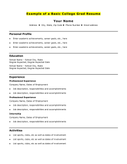 Example of a Basic College Grad Resume Your