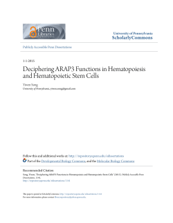 Deciphering ARAP3 Functions in Hematopoiesis and Hematopoietic