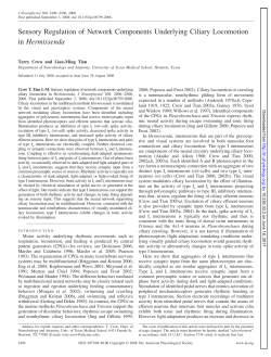 Sensory Regulation of Network Components Underlying Ciliary