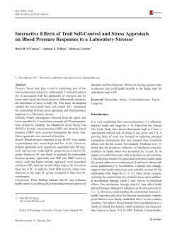 Interactive Effects of Trait Self-Control and Stress Appraisals on