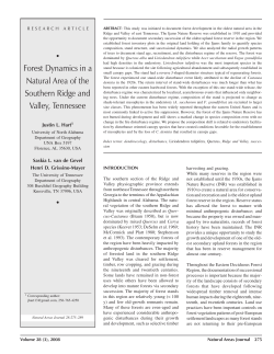Forest Dynamics in a Natural Area of the Southern Ridge and Valley