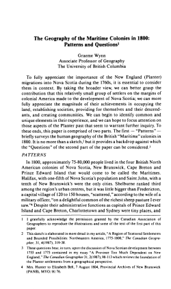 The Geography of the Maritime Colonies in 1800