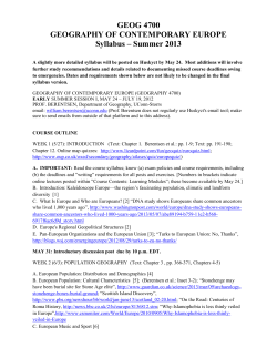GEOG 4700 GEOGRAPHY OF CONTEMPORARY EUROPE