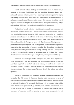Anarchism and the State in Portugal in the early 20th Century Diogo