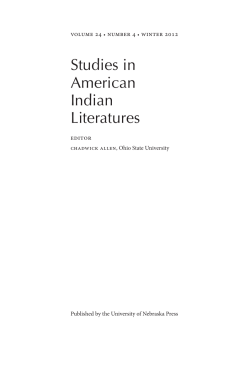 Studies in American Indian Literatures