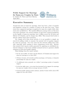 Public Support for Marriage for Same